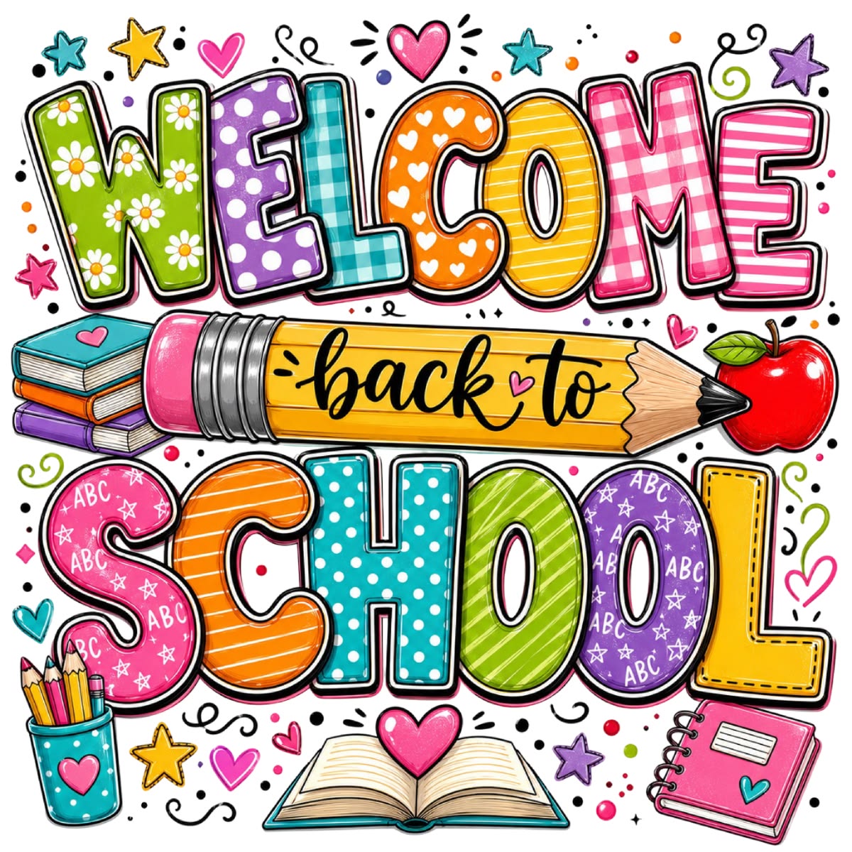 Welcome Back school supplies themed